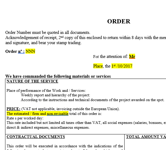 Terms for the Purchase of Services & Works